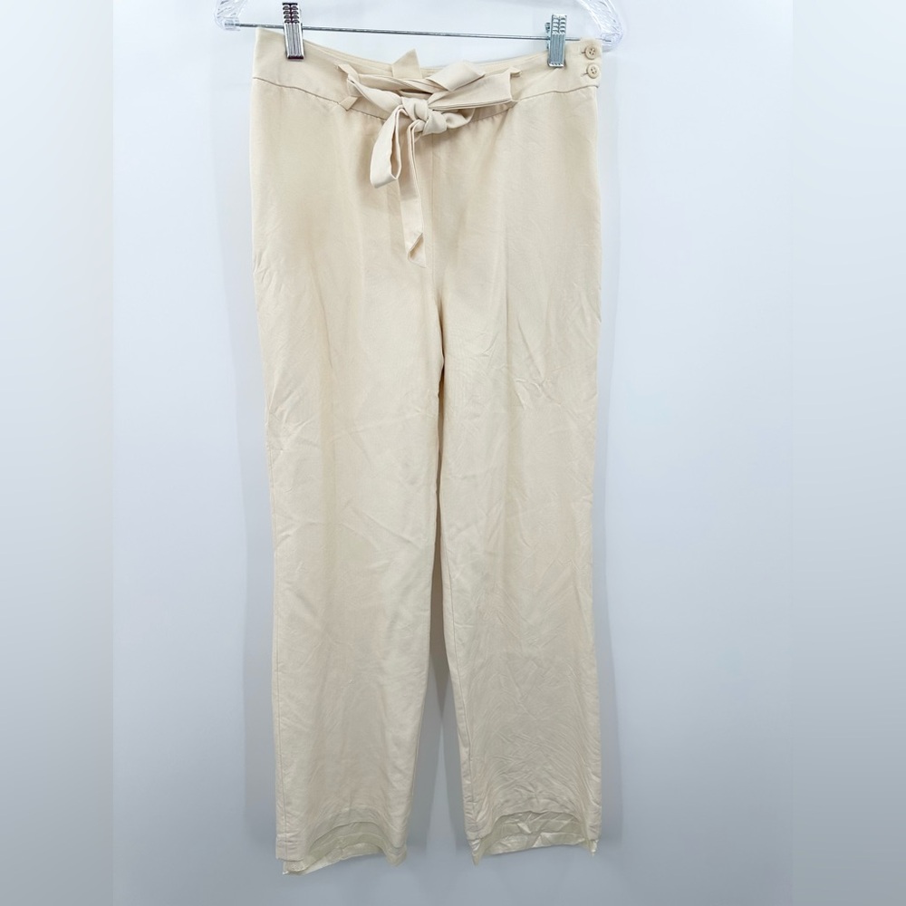 J‎ McLaughlin Cream/Oatmeal Tie Waist Silk Women's Pants Size 4